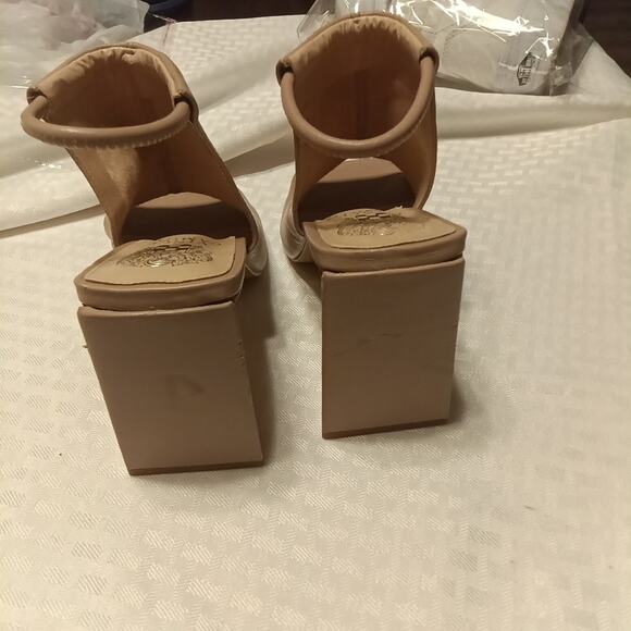 Vince Camuto Avangila Women's Leather Peep-Toe Heels Slingback Size 8 Brown - Picture 7 of 9